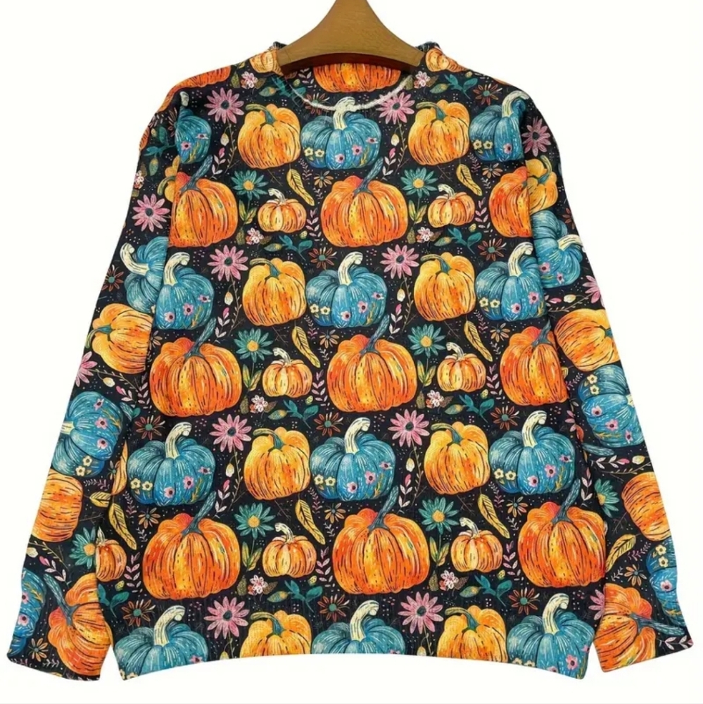 Fall Printed Pumpkin Sweater